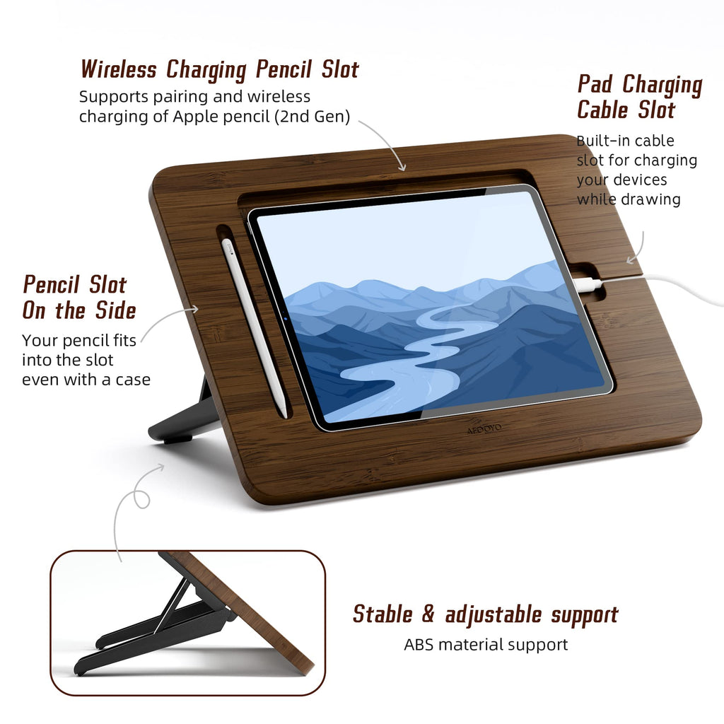 Bamboo Tablet Stand with 5 Pack Pencil Grips J33740