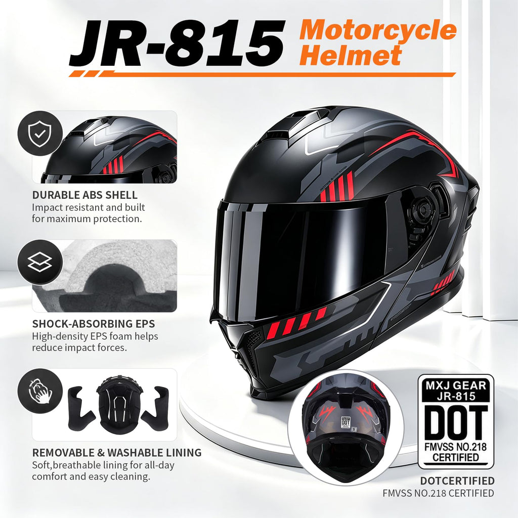 Dual Visor Flip up Modular Full Face Motorcycle Helmet O281