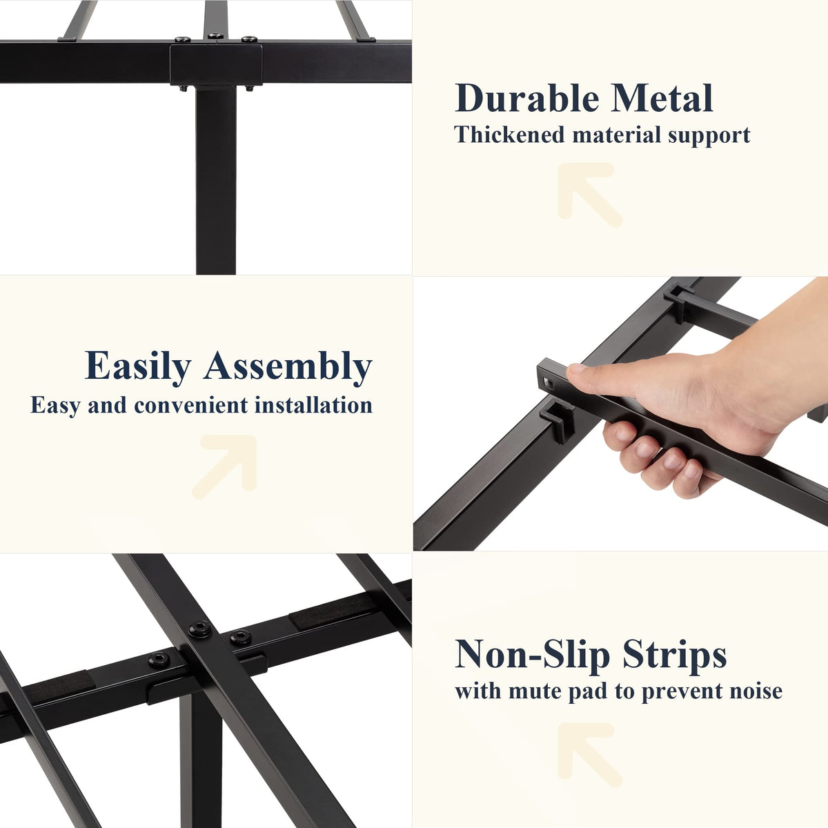 Full Metal Bed Frame with Victorian Iron-Art Headboard, Black X2262