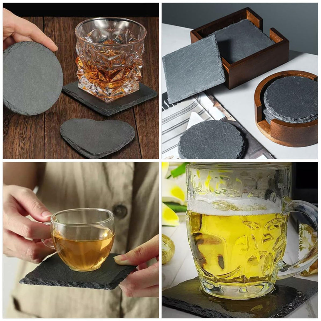 Natural Stone Square Drink Coasters Set W5340