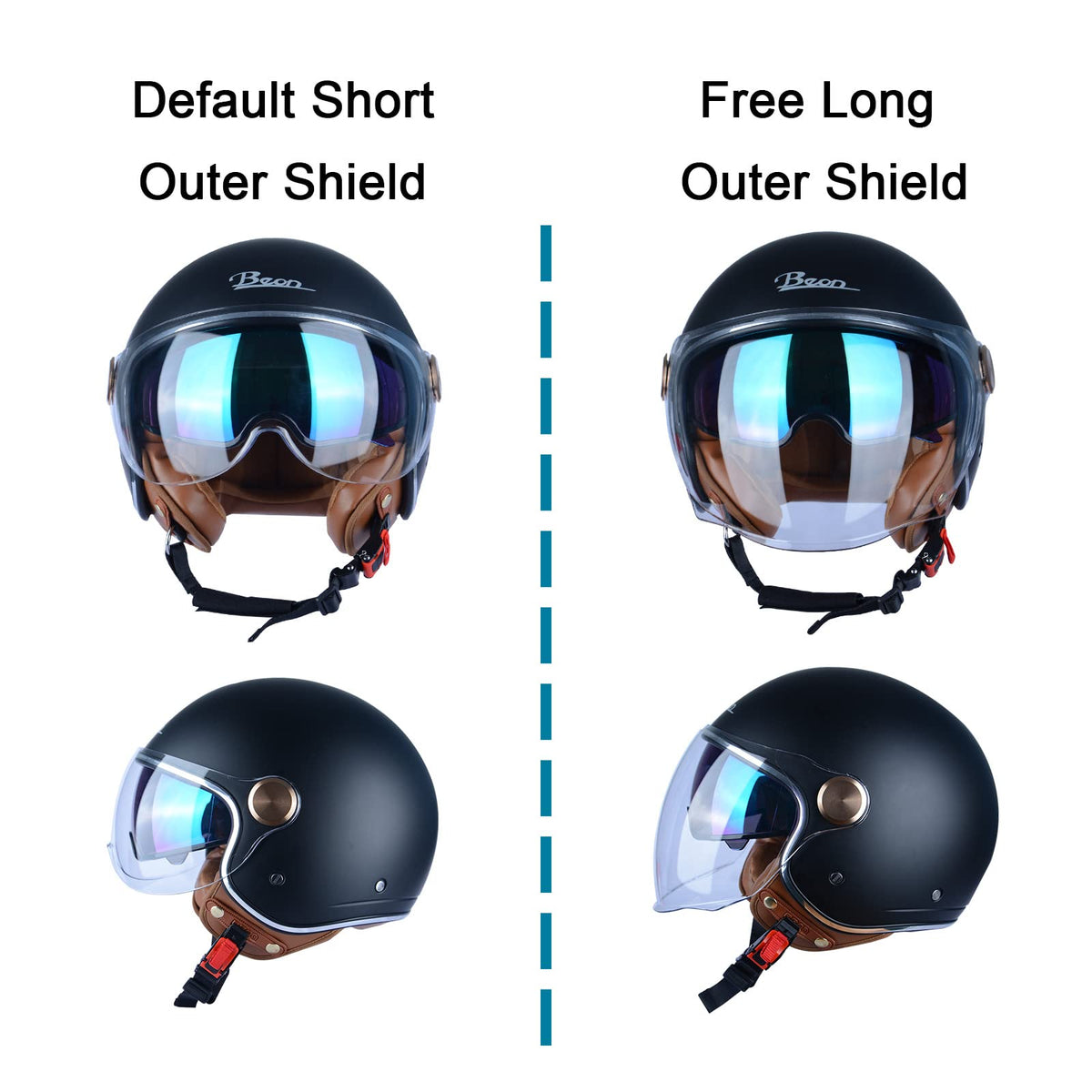 3/4 Face Motorcycle Helmet with Dual Visors Y764820