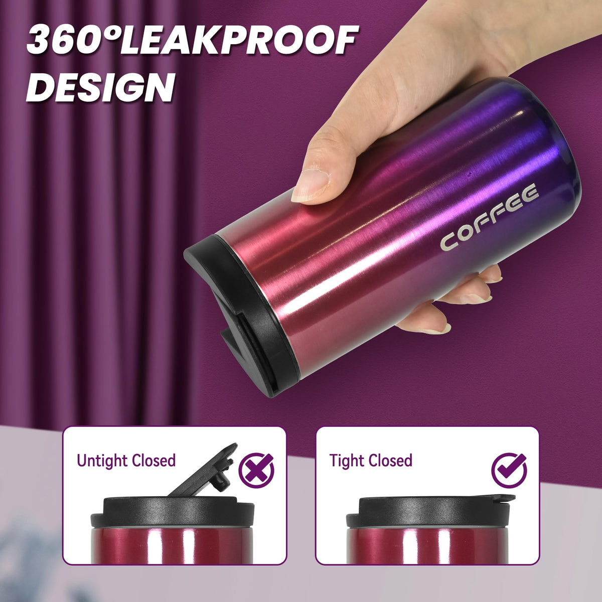 Insulated Coffee Mug 17oz 2 Pack Leak Proof Screw Lid O66831