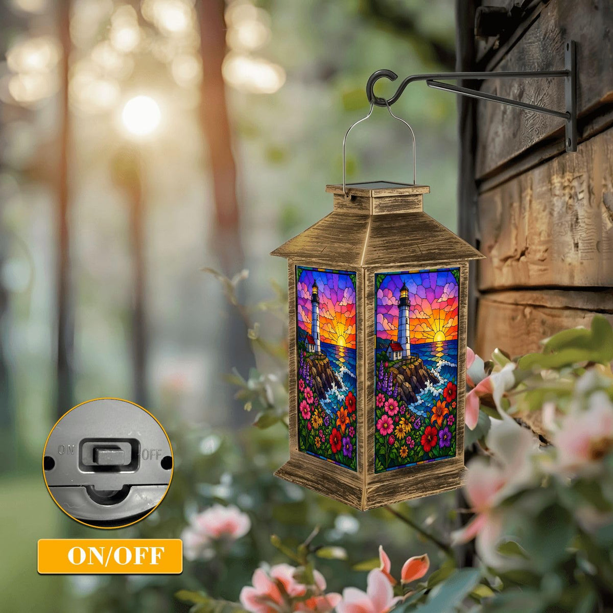 Waterproof Stained Glass Solar Lantern R83217