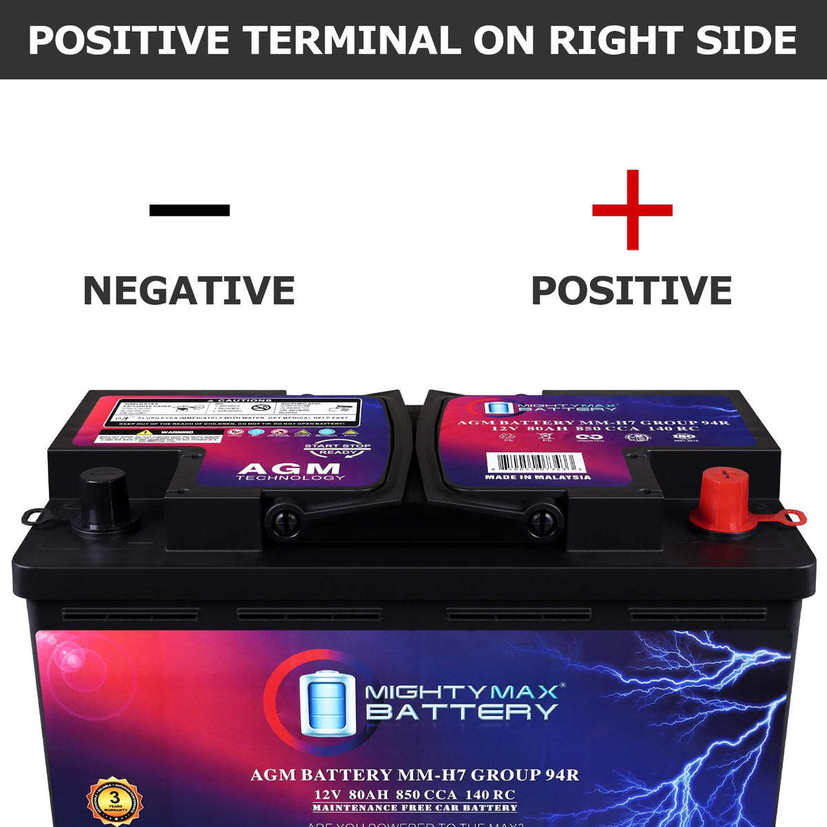 12V 80AH 850 CCA Replacement Battery Y240