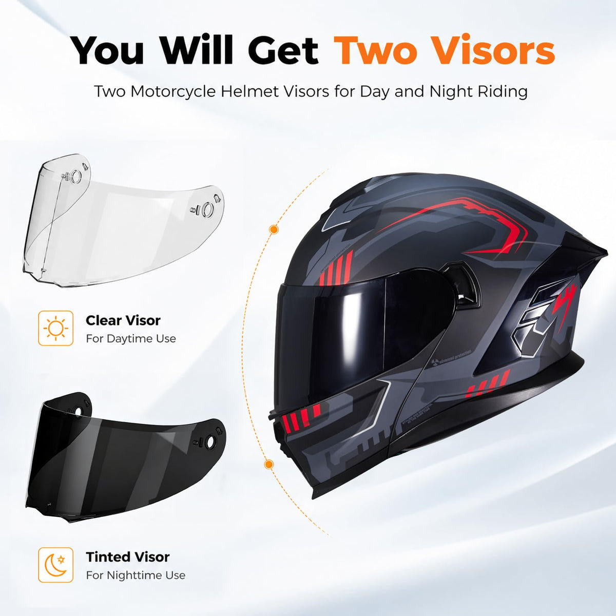 Dual Visor Flip up Modular Full Face Motorcycle Helmet O281