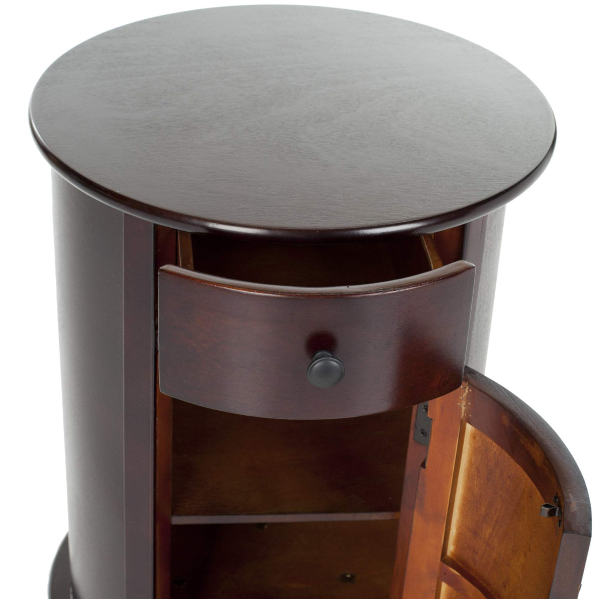 26" Dark Cherry Swivel Storage Accent Table T70581