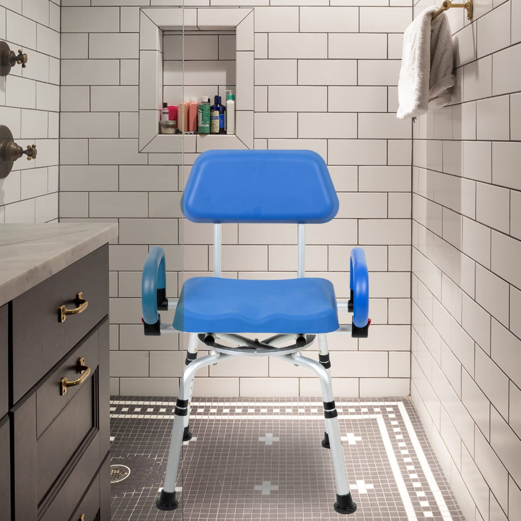 Blue Padded Shower Chair with Back and Arms H596