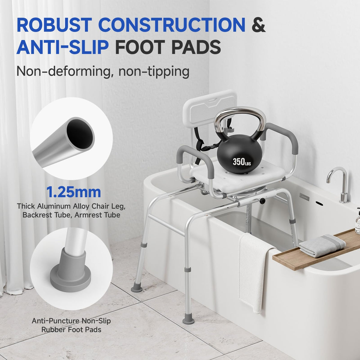 Sliding Shower Chair with Swivel Seat R317485