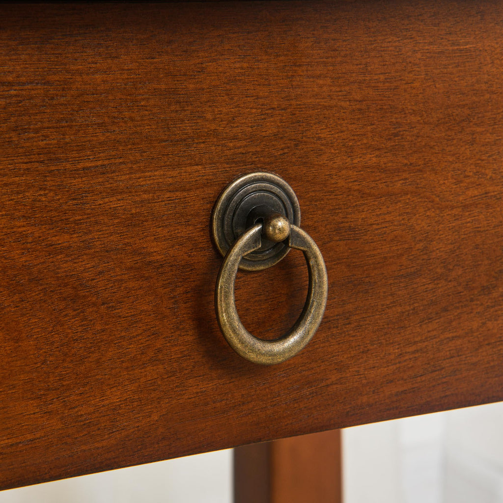 Small Solid Wood Side End Table with Drawer and Storage Shelf F6825