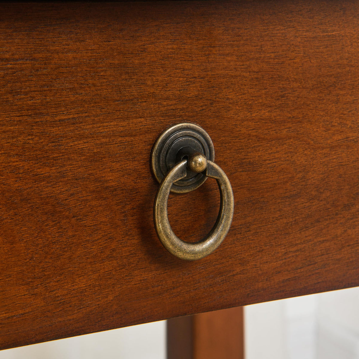 Small Solid Wood Side End Table with Drawer and Storage Shelf F6825
