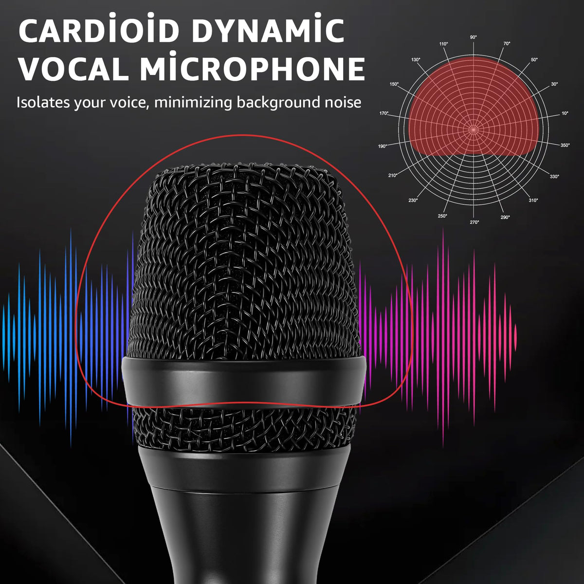 Wired Dynamic Handheld Karaoke Microphone with On and Off Switch G368