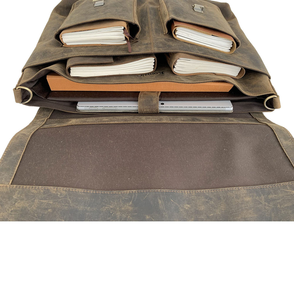 18 Inch Leather Messenger Bag V9884