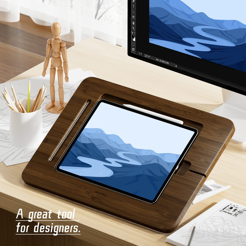 Bamboo Tablet Stand with 5 Pack Pencil Grips J33740