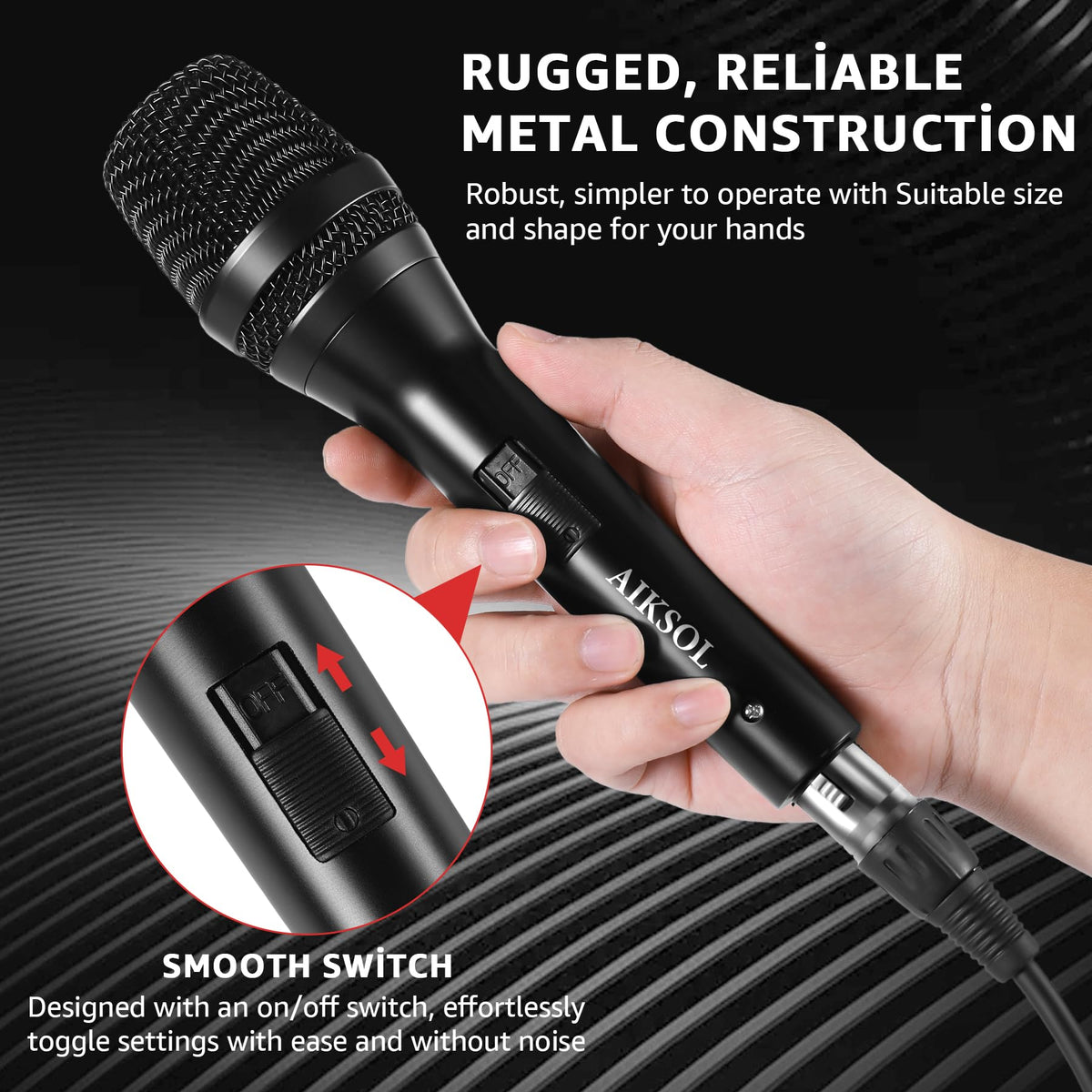 Wired Dynamic Handheld Karaoke Microphone with On and Off Switch G368