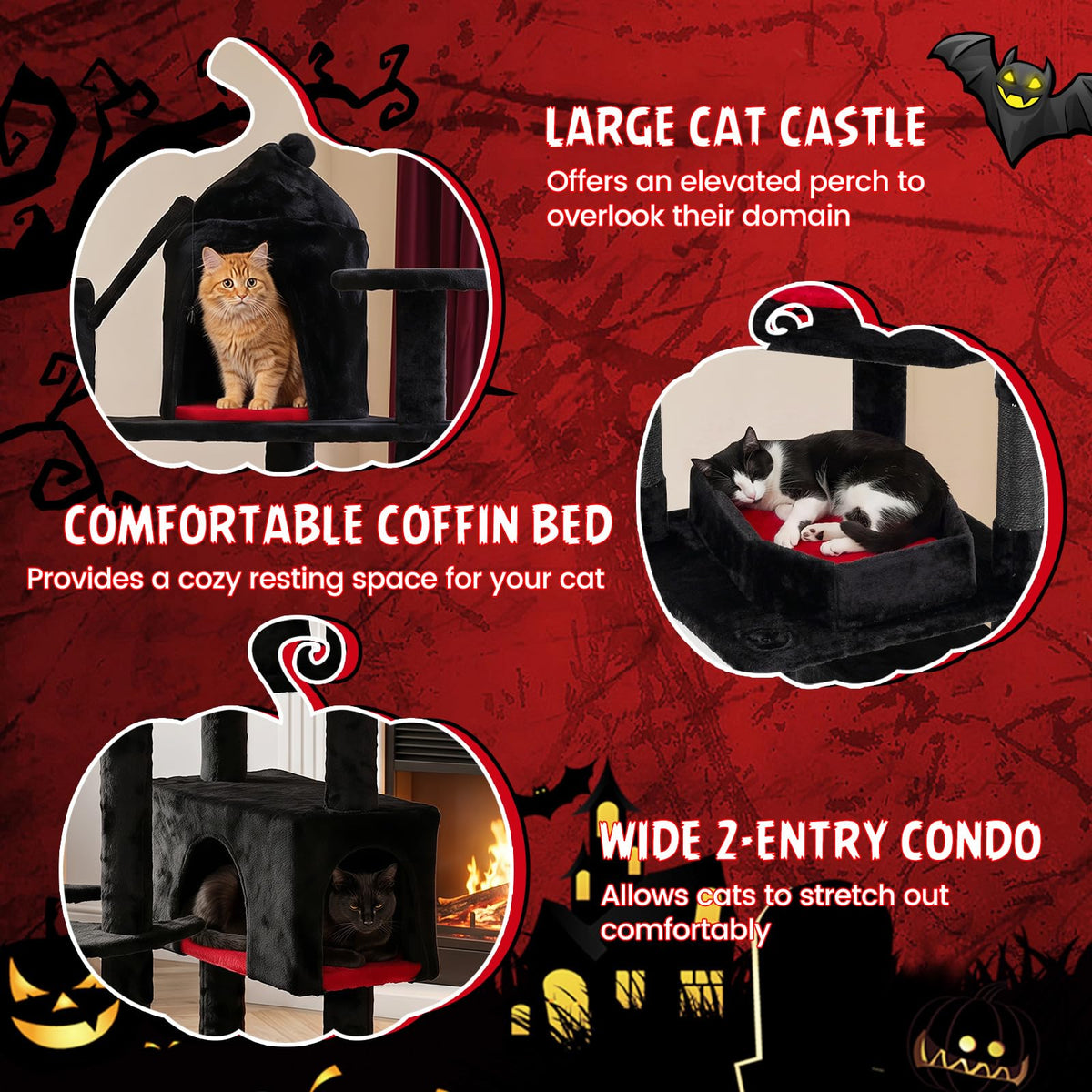 70-inch Multi-Level Black Cat Tree O132