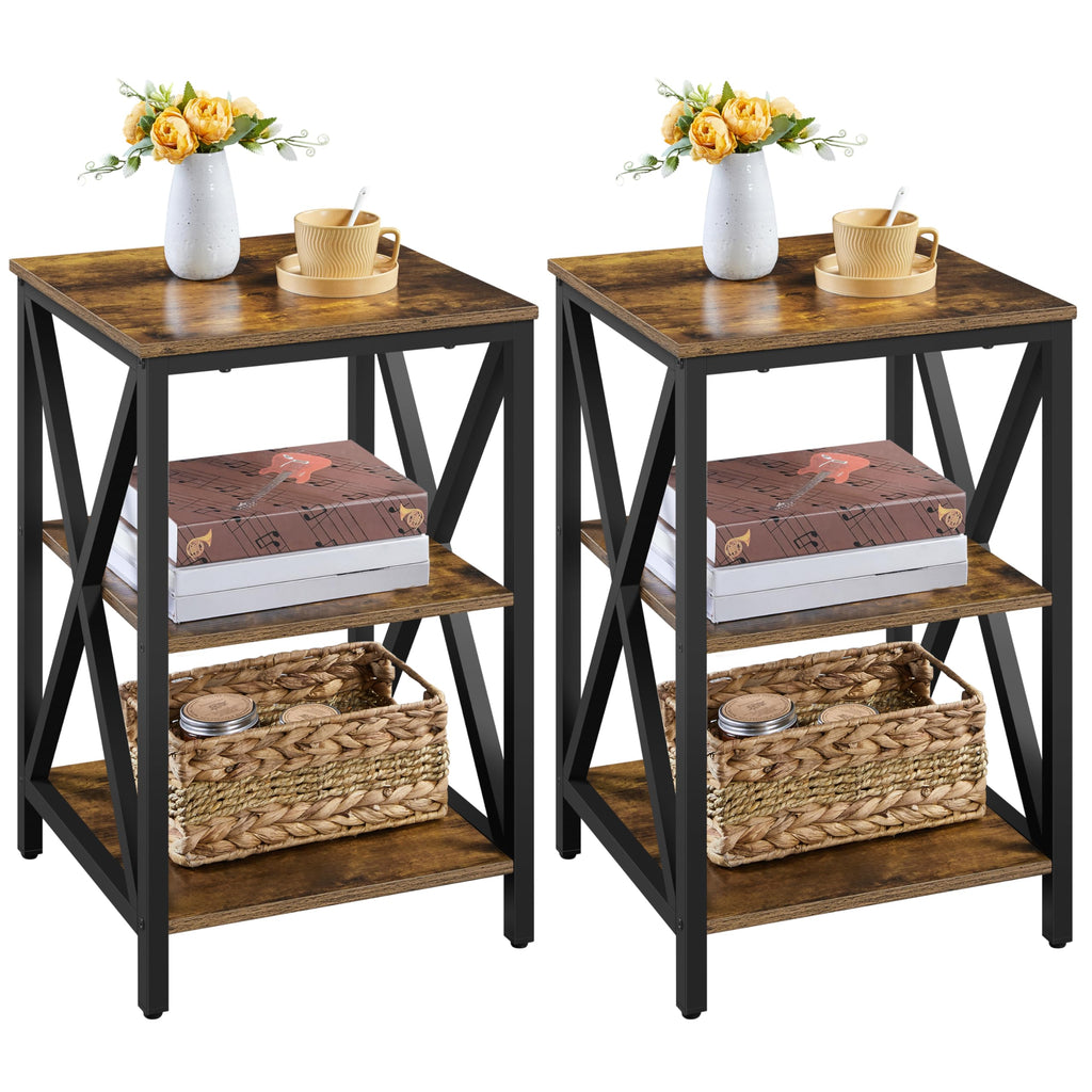 Rustic 3-Tier End Tables Set of 2 Z927