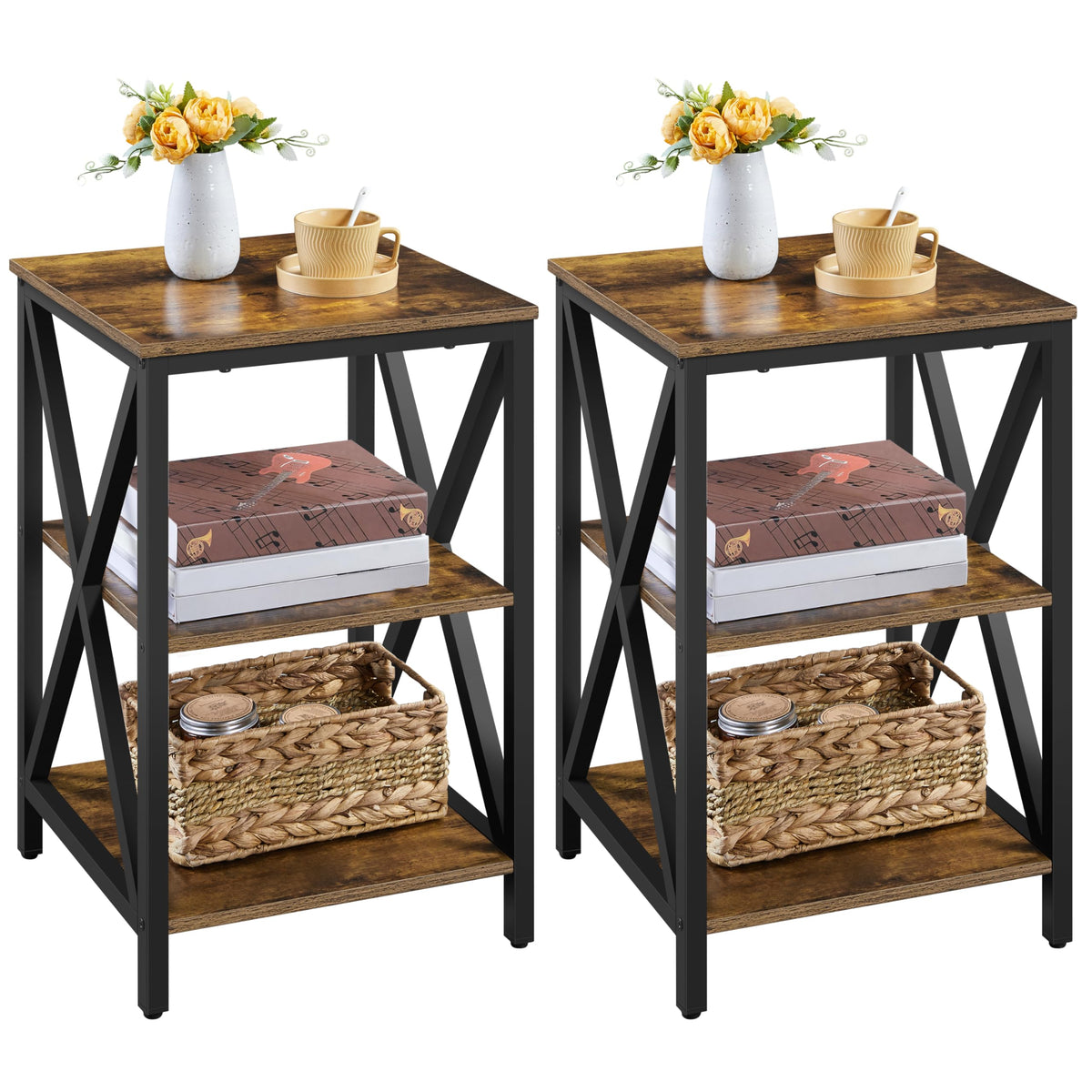 Rustic 3-Tier End Tables Set of 2 Z927