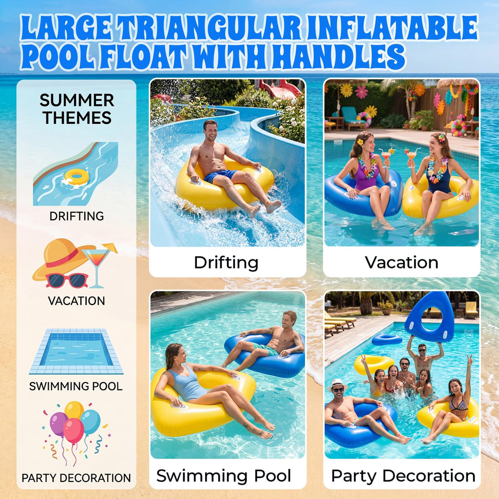 44" Large Triangular Inflatable Pool Float Tube U498586