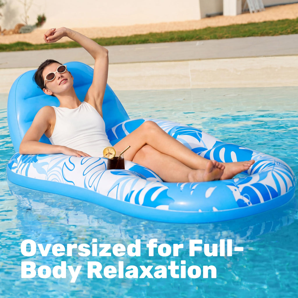 Inflatable Pool Float Lounger with Cup Holders Y524969