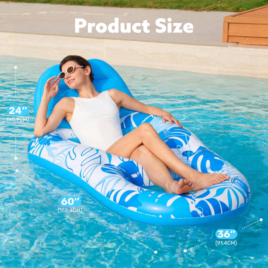 Inflatable Pool Float Lounger with Cup Holders Y524969