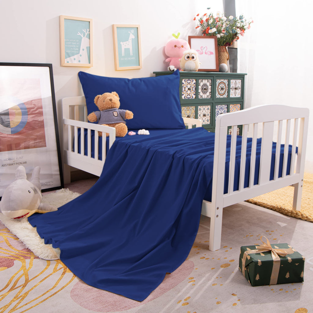 Toddler Microfiber Sheet Set, 3 Piece, Navy Blue Y859528