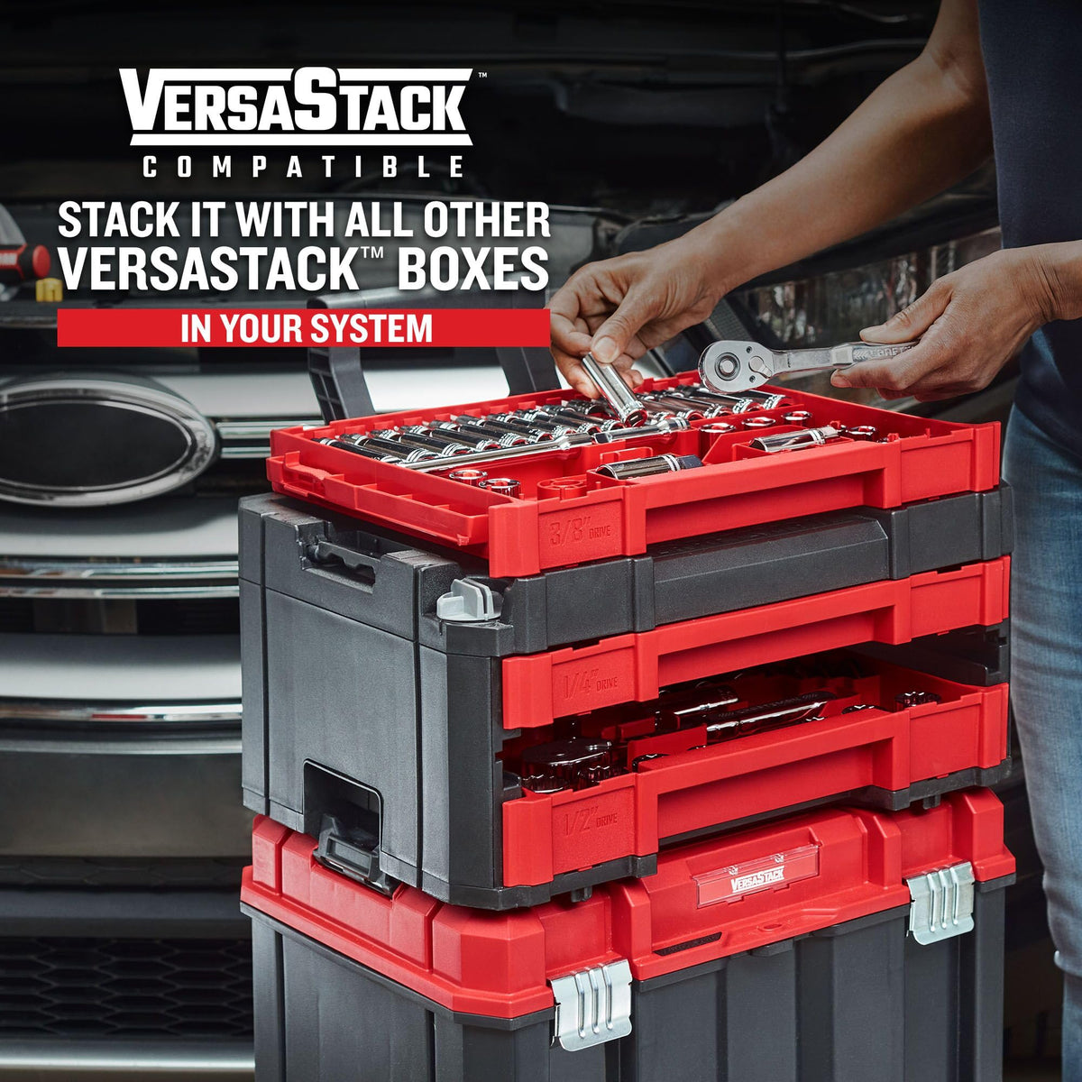 230 Pcs Mechanics Tool Set Socket Wrench Set with Toolbox J990