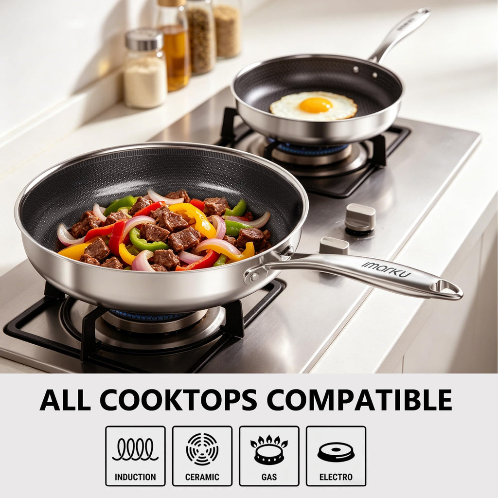 8, 10 and 12-Inch Non Stick Ceramic Frying Pans with Lids X999