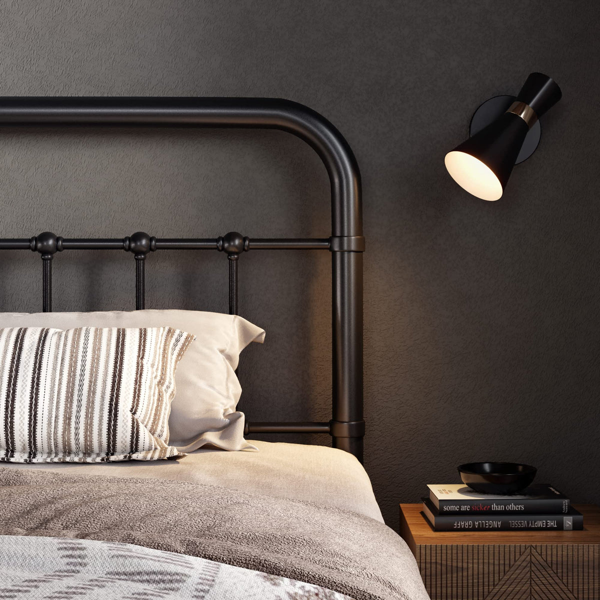 Full Metal Bed Frame with Victorian Iron-Art Headboard, Black X2262