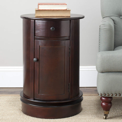 26" Dark Cherry Swivel Storage Accent Table T70581