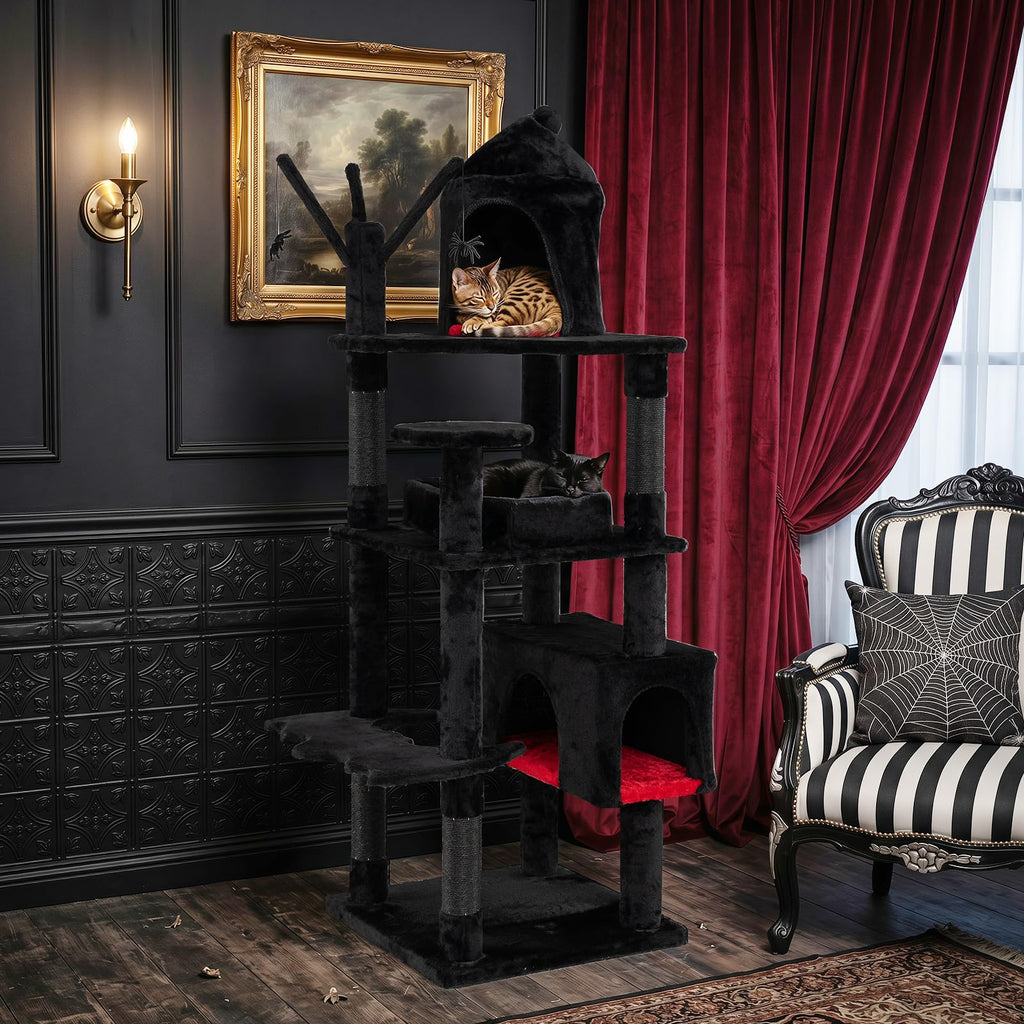 70-inch Multi-Level Black Cat Tree O132