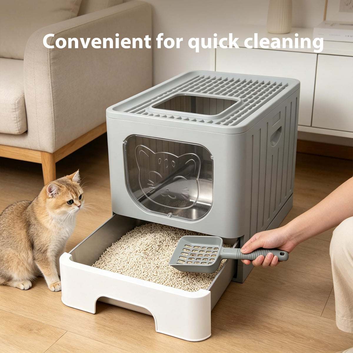 Stainless Steel Cat Litter Box with Lid D311150