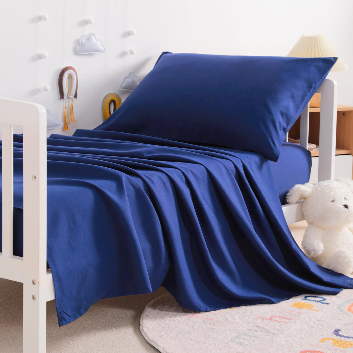 Toddler Microfiber Sheet Set, 3 Piece, Navy Blue Y859528