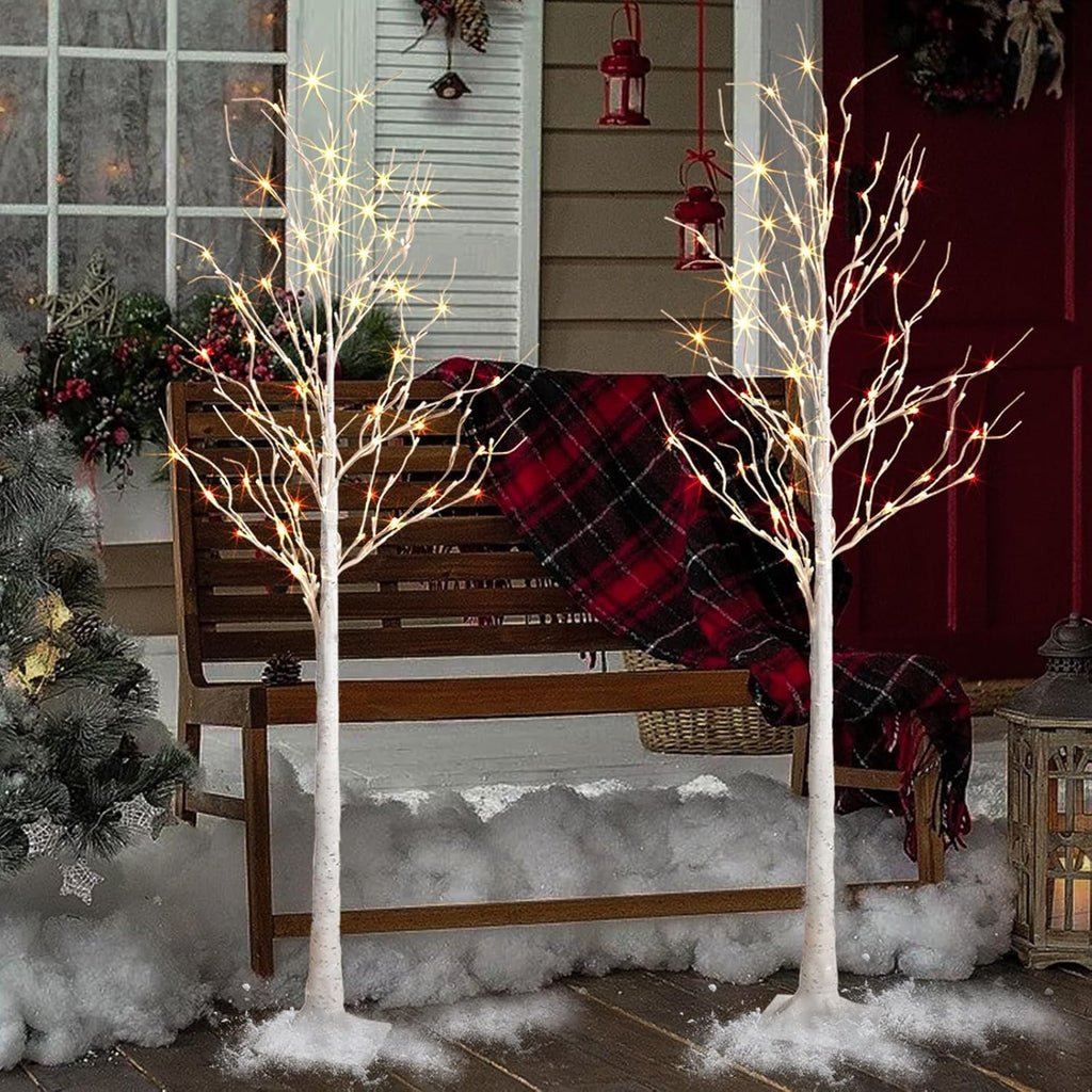 2 Pack 6 Feet Prelit White Artificial Christmas Trees I928