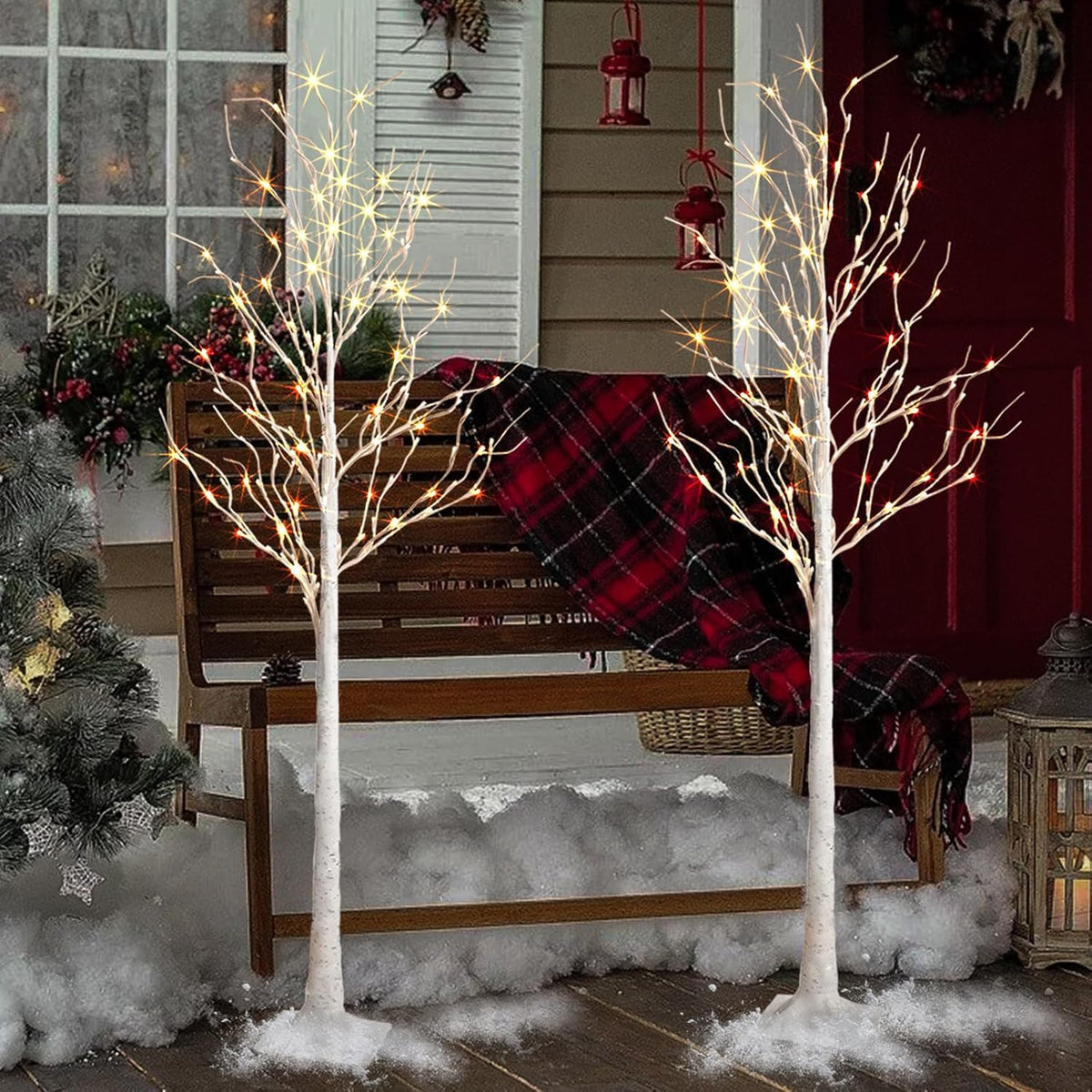 2 Pack 6 Feet Prelit White Artificial Christmas Trees I928