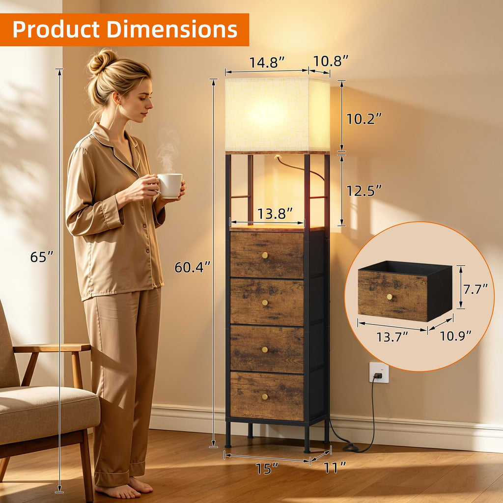 Tall Nightstand with Light & 4 Drawers G23013