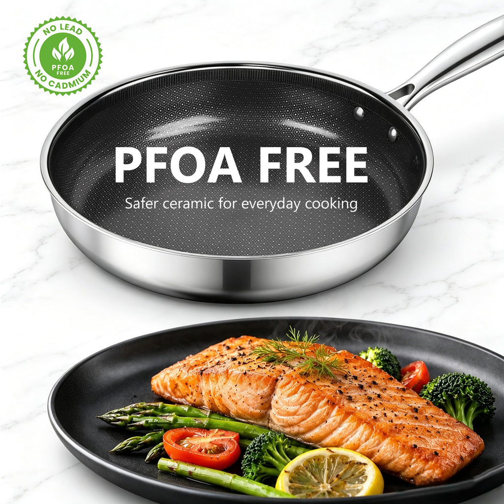 8, 10 and 12-Inch Non Stick Ceramic Frying Pans with Lids X999