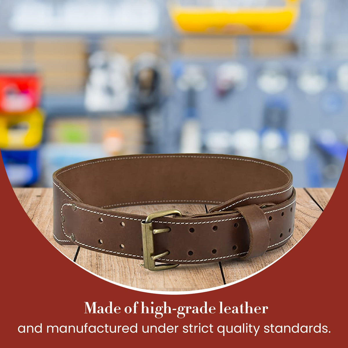3" Wide Tapered Full-Grain Leather Work Belt V89304