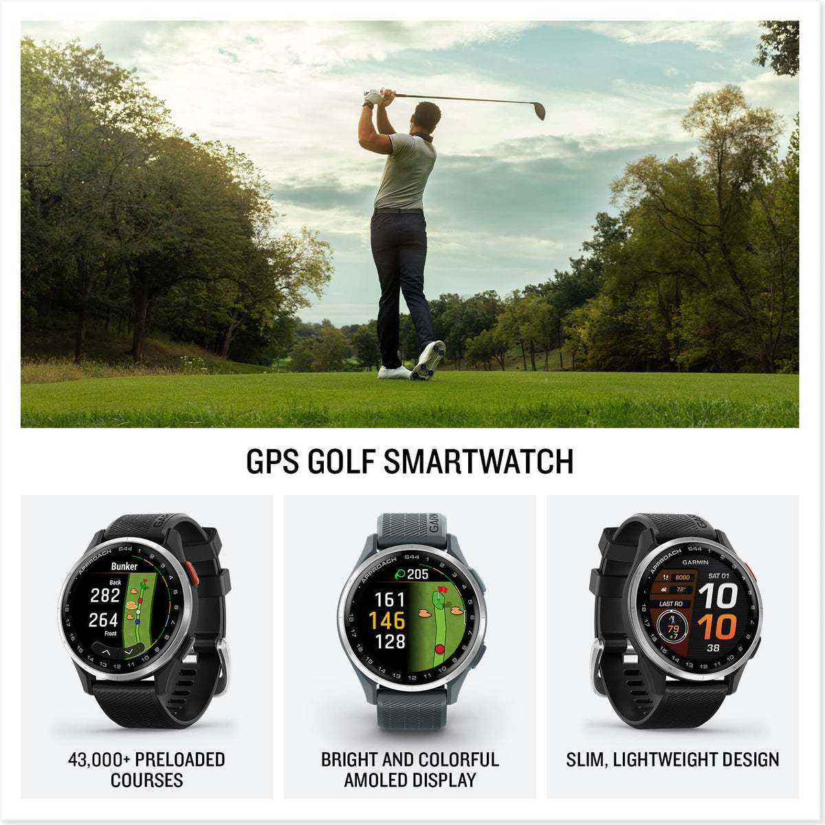 Golf GPS Smartwatch 43mm Black V7415