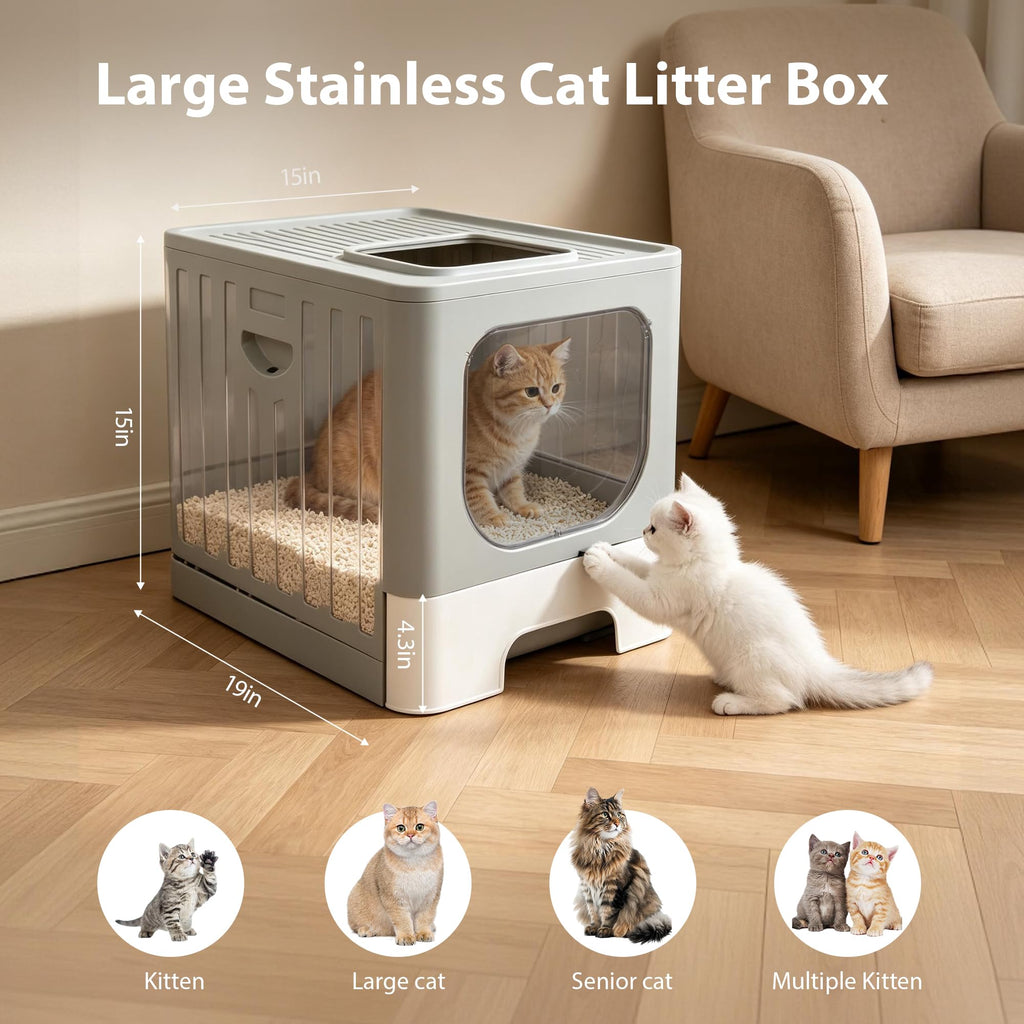 Stainless Steel Cat Litter Box with Lid D311150
