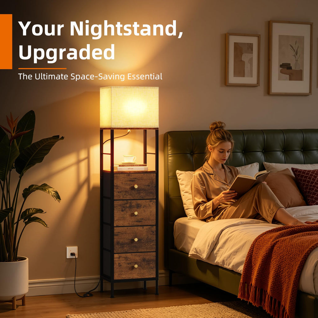Tall Nightstand with Light & 4 Drawers G23013