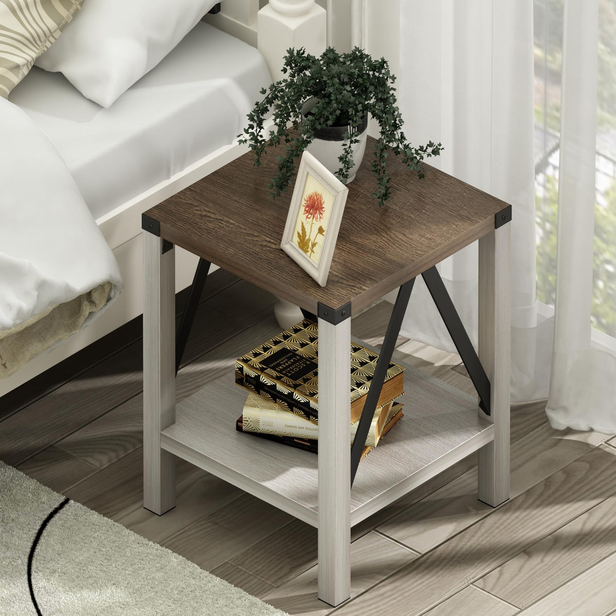 End Table Set of 2 with Storage Shelf R8018