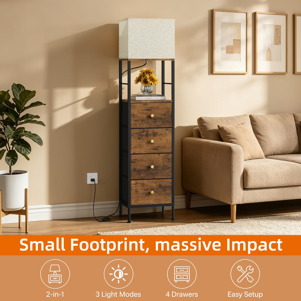 Tall Nightstand with Light & 4 Drawers G23013