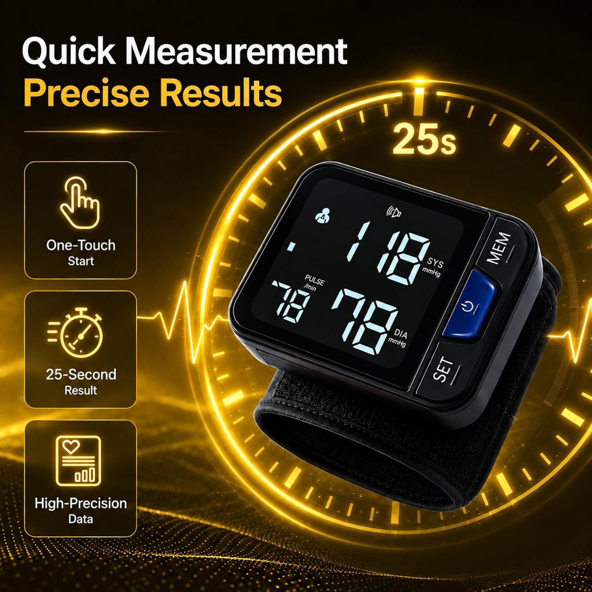 Portable Wrist Blood Pressure Monitor with Large Display F858