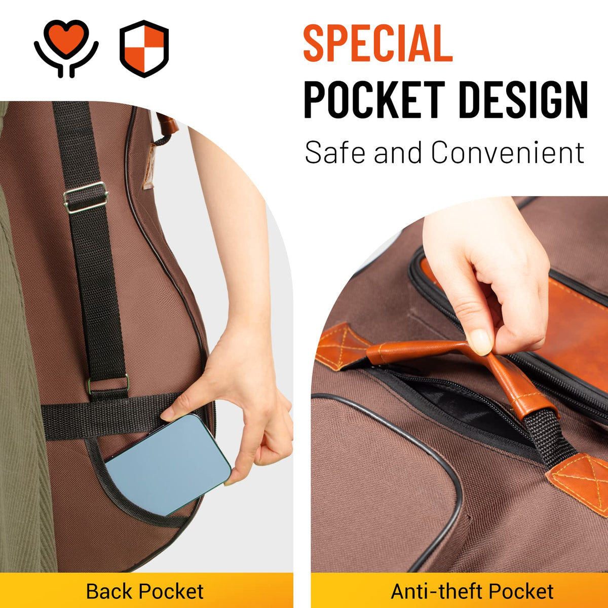 40 41 42 In 6 Pockets Water Resistent Oxford Cloth Padded Guitar Bag N681