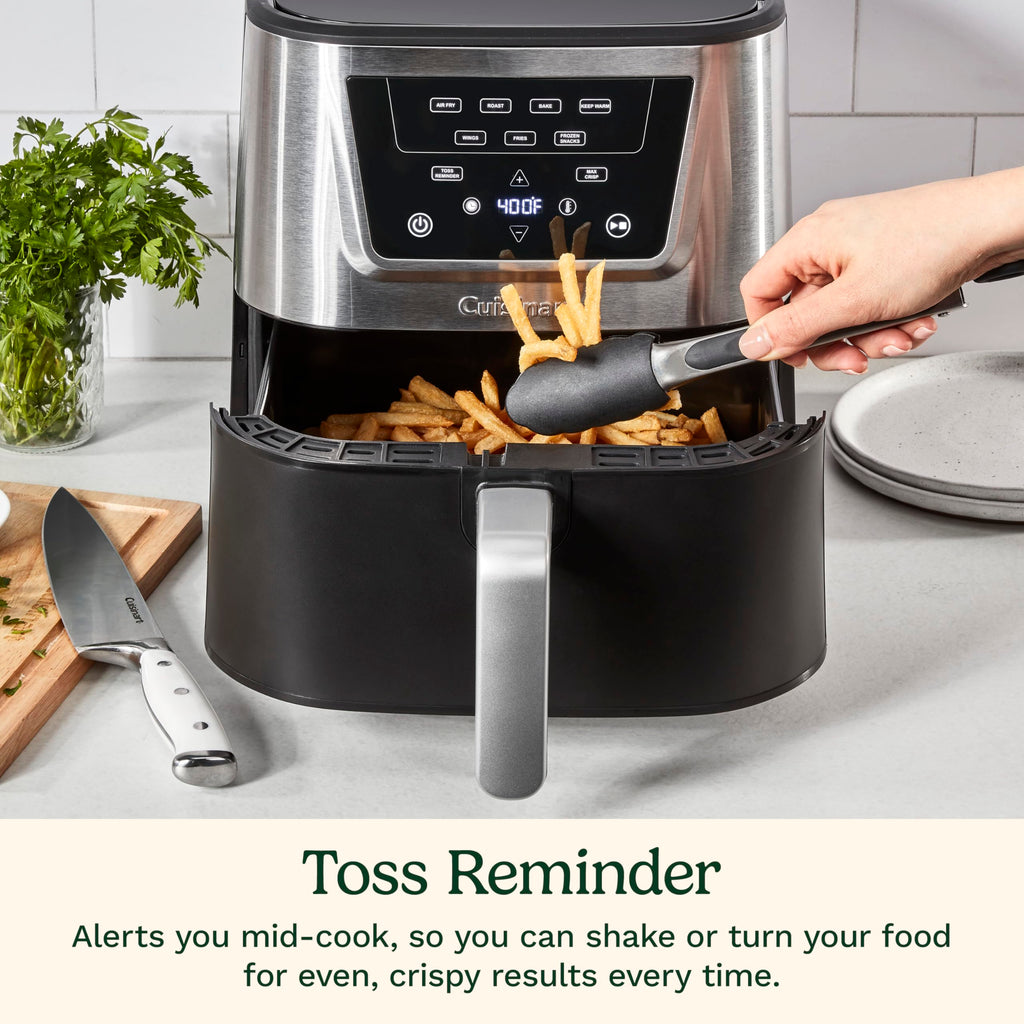 6-Quart Air Fryer with 4 Cooking Functions, Black & Stainless Steel B90911