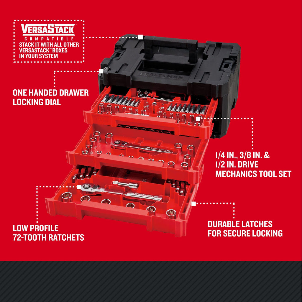 230 Pcs Mechanics Tool Set Socket Wrench Set with Toolbox J990