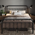 Full Metal Bed Frame with Victorian Iron-Art Headboard, Black X2262
