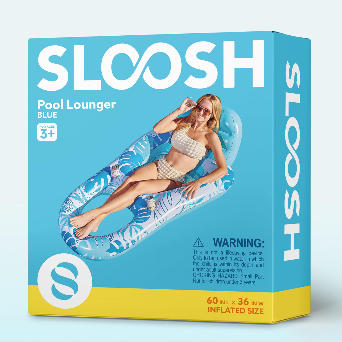 Inflatable Pool Float Lounger with Cup Holders Y524969