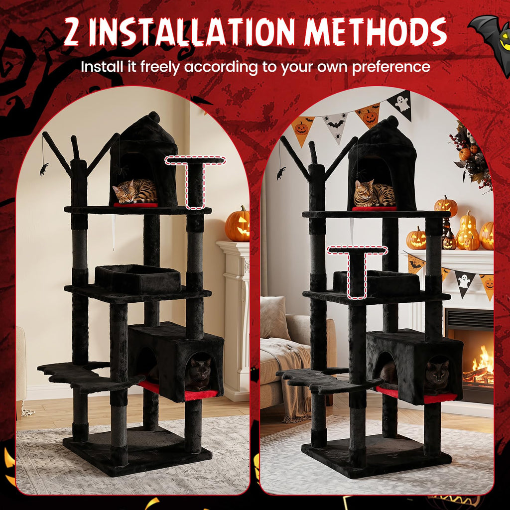 70-inch Multi-Level Black Cat Tree O132