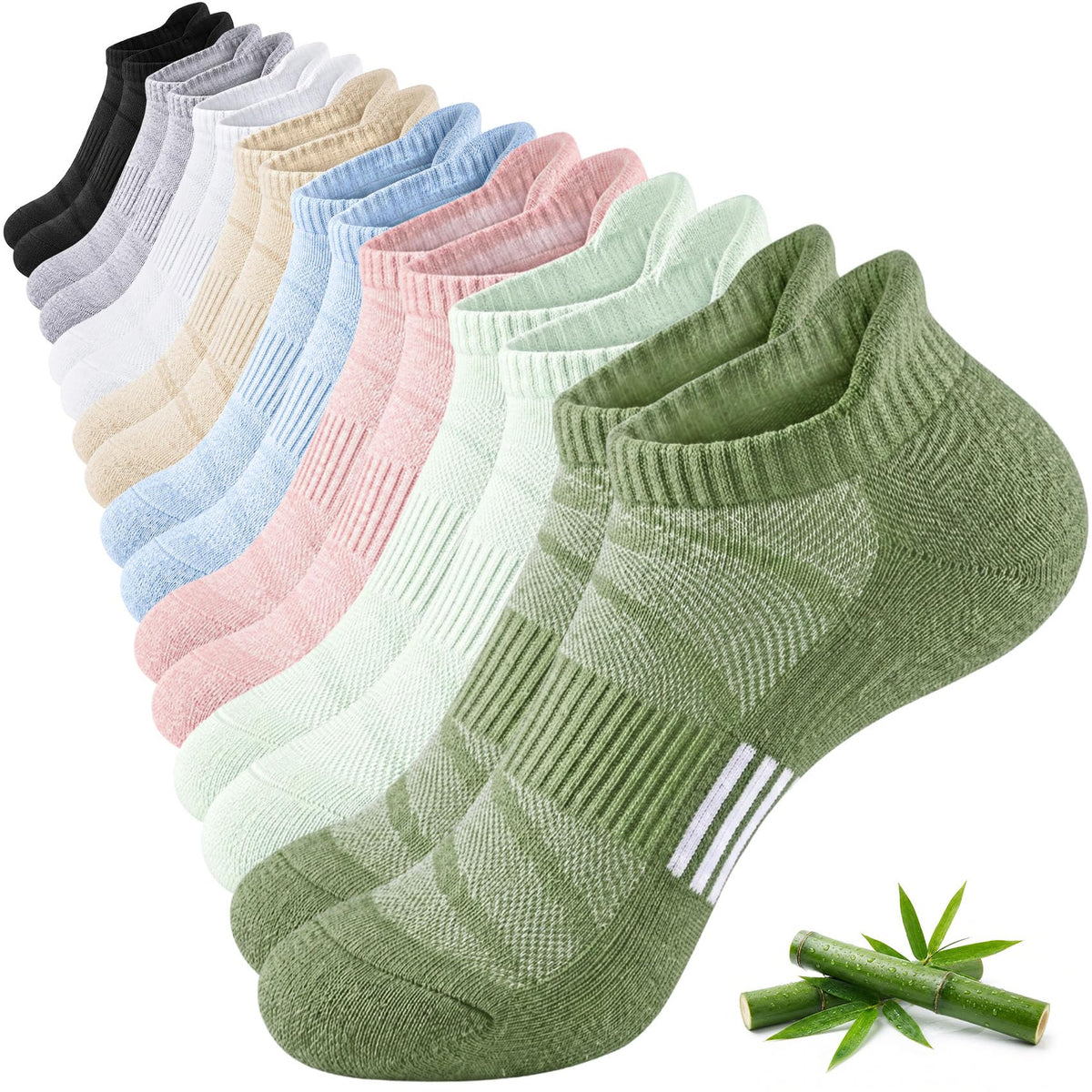 8 Pairs Bamboo Viscose Ankle Socks J7702